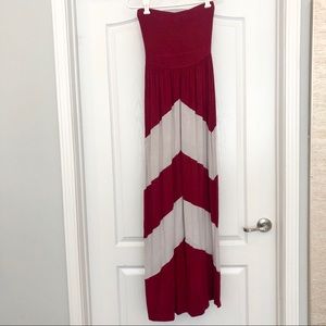Strapless chevron maxi dress